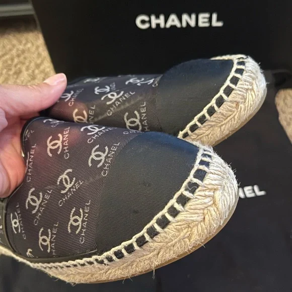 Chanel Cap Toe Espadrilles Printed Mesh Fabric 40 - Picture 4 of 11